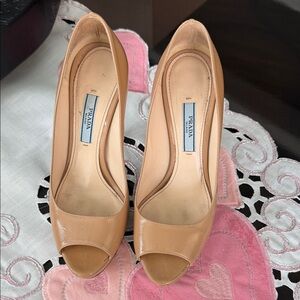 Prada Women's Beige Peep-Toe Heels